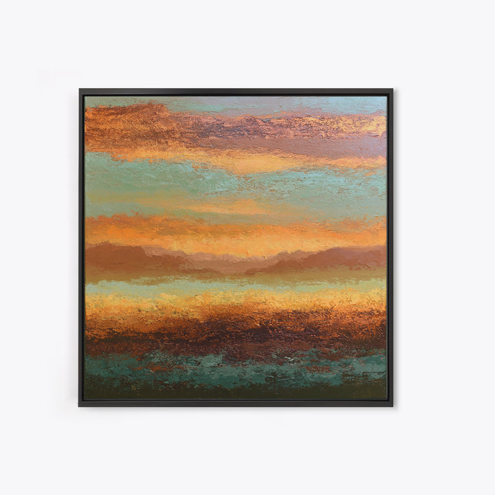 Abstract Heatwave Horizon Framed Canvas Print, Desert Art, Contemporary Art, Southwestern Decor, Fine Art, Desert, Original Art, DES-1x1-61