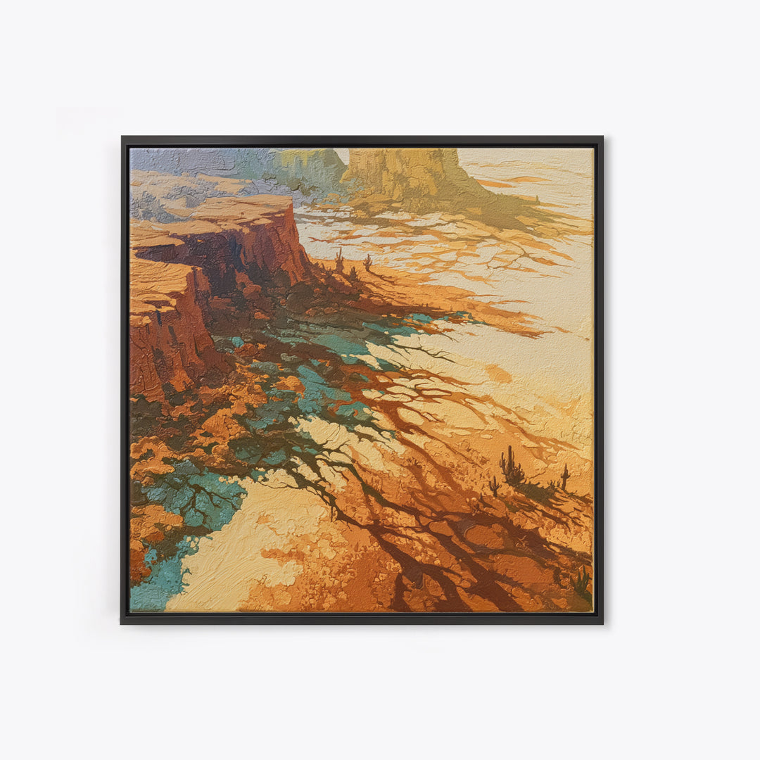 Wind Carved Dune Patterns from Above Framed Canvas Print, Desert Art, Western Wall Art, Southwestern Decor, Oil Painting, DES-1x1-68