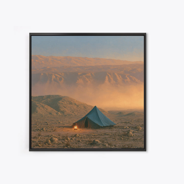 Moroccan Desert Tent Framed Canvas Print, Desert Art, Textured Painting, Southwestern Decor, Oil Painting, Desert, DES-1x1-83