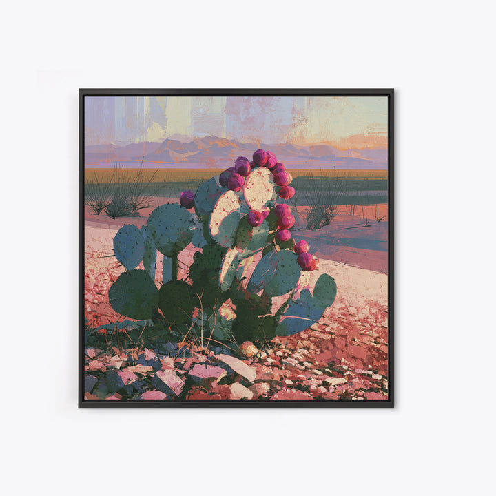 Prickly Pear Cactus Canvas Print, Desert Art, Minimalist Decor, Southwestern Decor, Fine Art, Desert, Boho, Original Art, DES-1x1-91