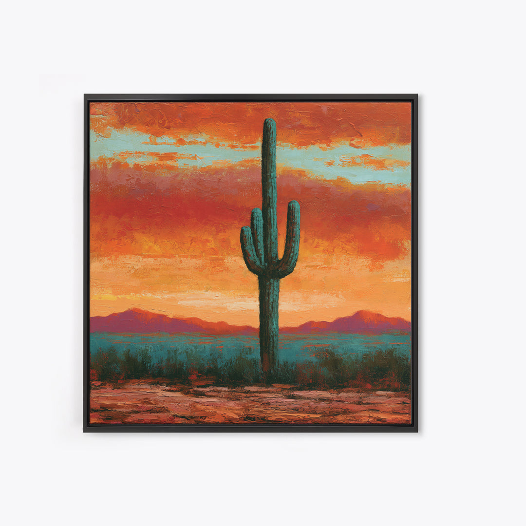 Saguaro Cactus under Orange Sunset Sky Canvas Print, Desert Art, Printable Art, Southwestern Decor, Fine Art, Desert, DES-1x1-97