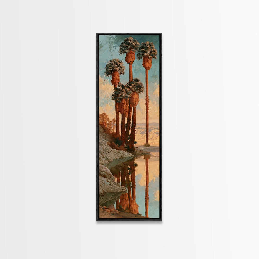 Palm Oasis Reflected Canvas Print, Desert Art, Landscape Art, Southwestern Decor, Fine Art, Desert, Art Print, DES-1x3-27