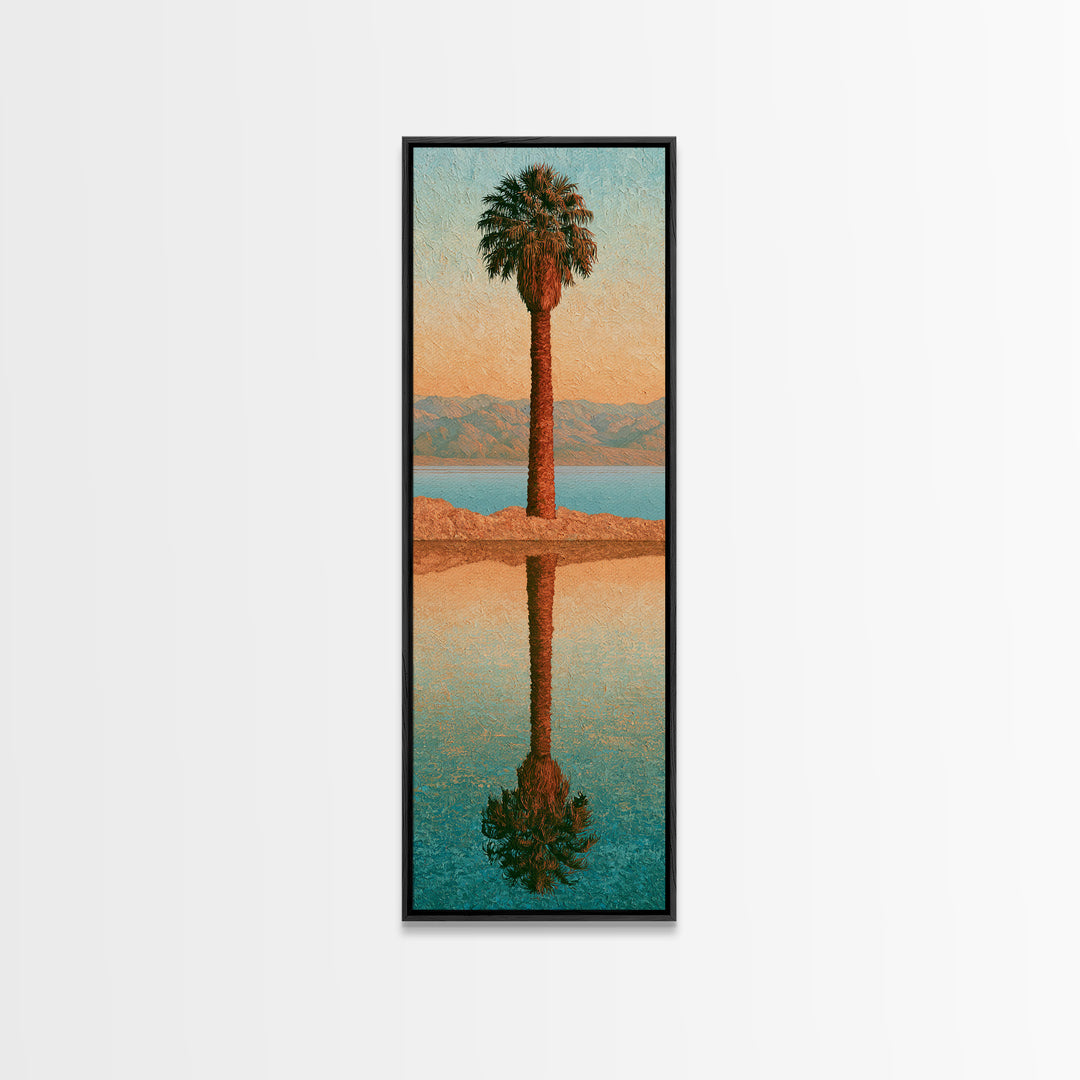 Palm Oasis Reflected Framed Canvas Print, Desert Art, Boho Decor, Southwestern Decor, Fine Art, Desert, Neutral Decor, DES-1x3-3