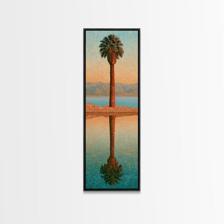 Palm Oasis Reflected Framed Canvas Print, Desert Art, Boho Decor, Southwestern Decor, Fine Art, Desert, Neutral Decor, DES-1x3-3