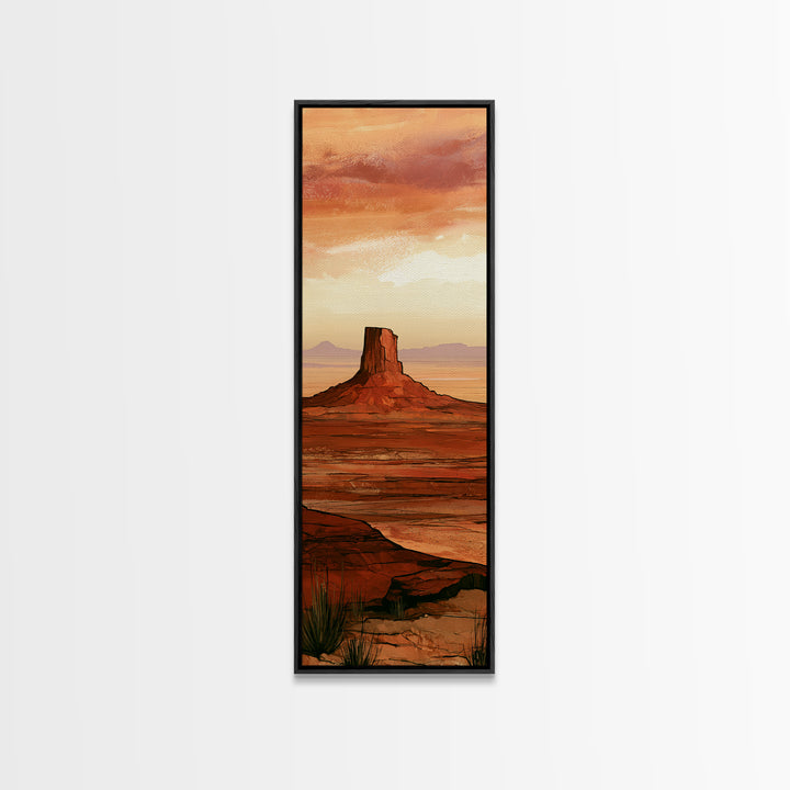 Abstract Mesa Landscape Canvas Print, Desert Art, Digital Download Art, Southwestern Decor, Oil Painting, Desert, DES-1x3-39