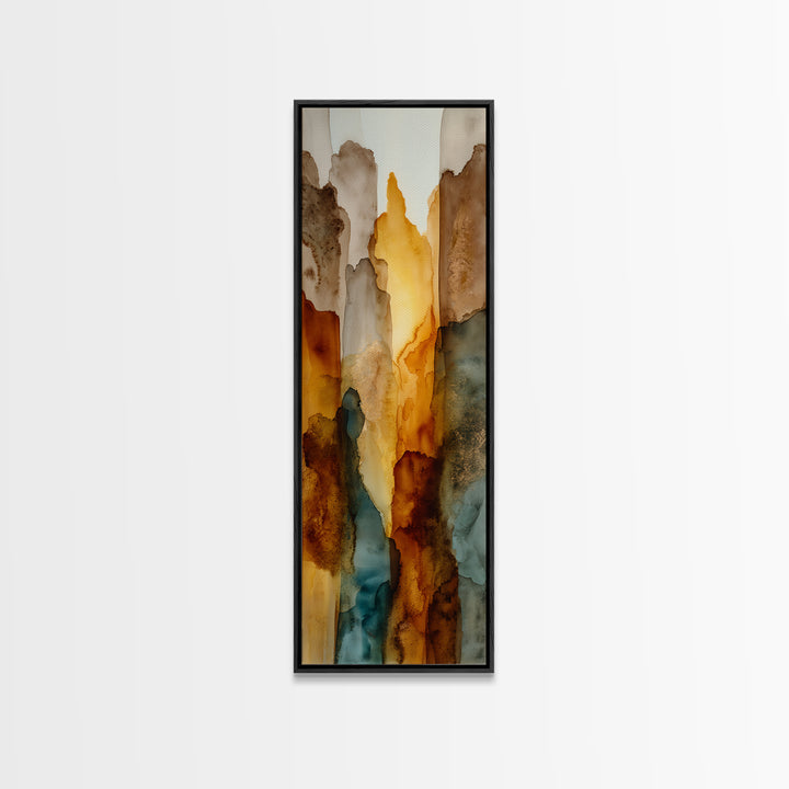 Saguaro Cactus under Orange Sunset Sky Framed Canvas Print, Desert Art, Original Art, Southwestern Decor, Fine Art, Desert, DES-1x3-61