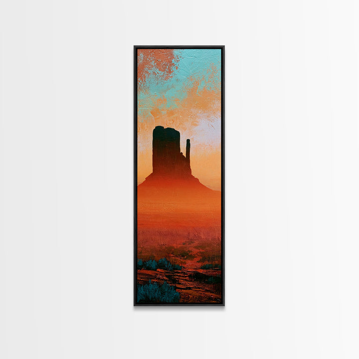 Monument Valley Silhouette Framed Canvas Print, Desert Art, Original Painting, Southwestern Decor, Desert, Bedroom Wall Art, DES-1x3-69