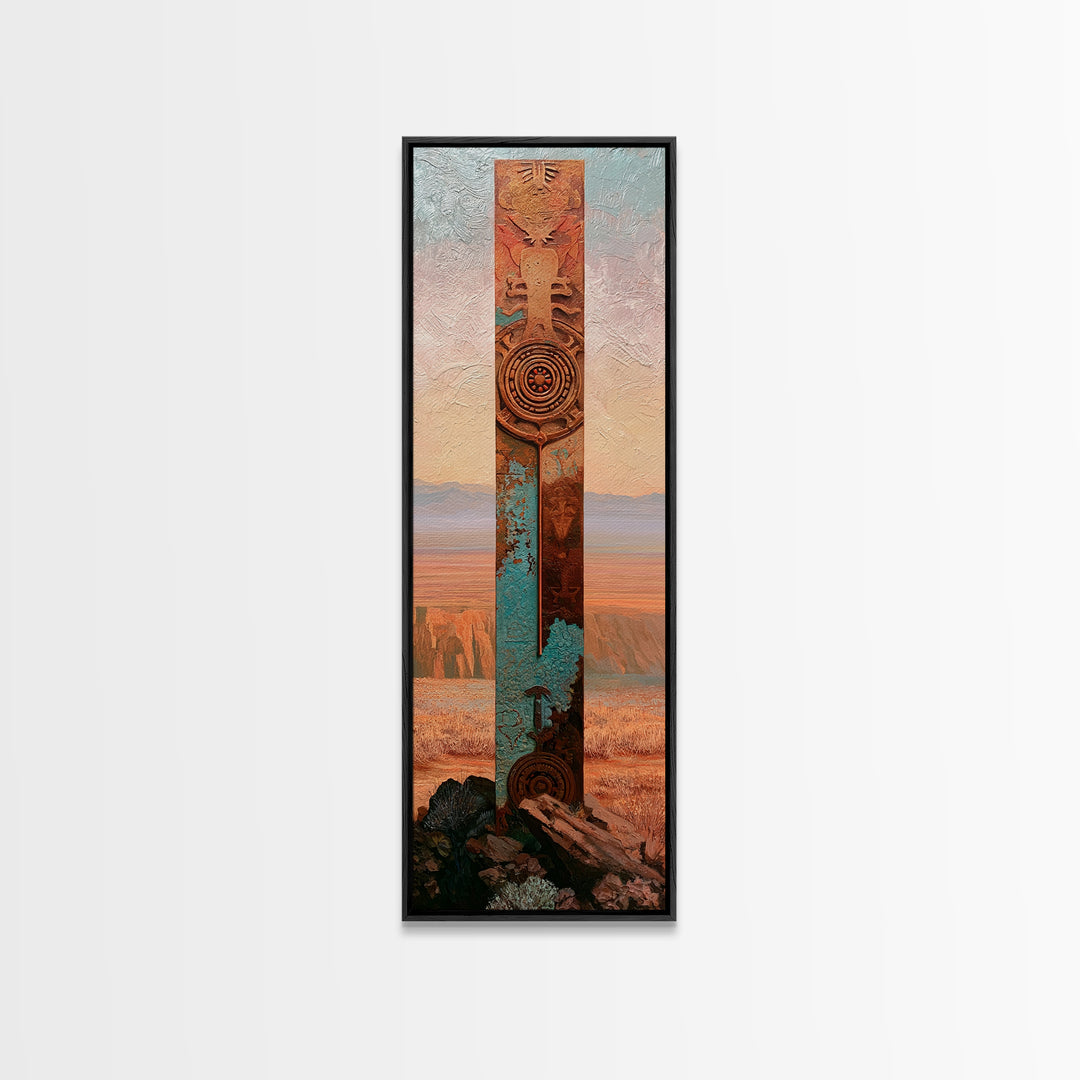 Ancient Desert Petroglyph Design Canvas Print, Desert Art, Digital Download Art, Southwestern Decor, Watercolor Art, Desert, DES-1x3-81