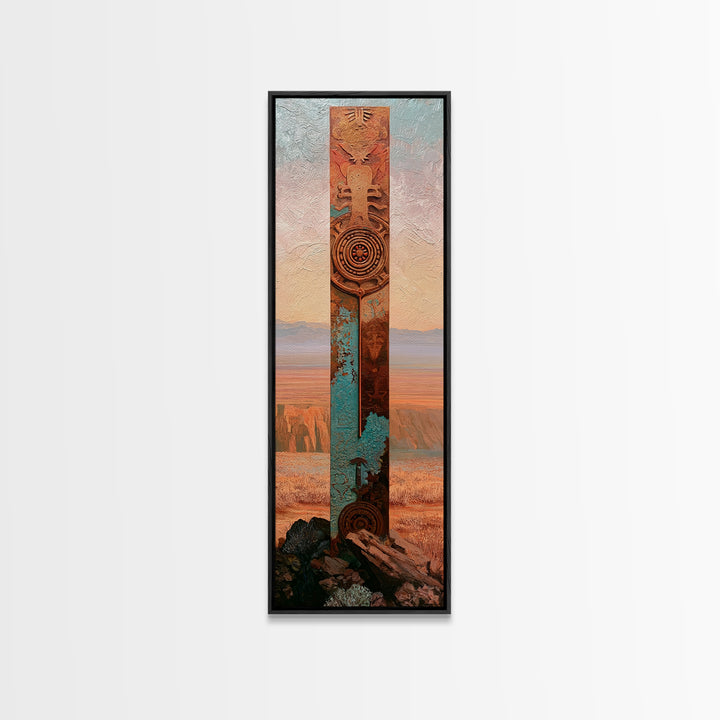 Ancient Desert Petroglyph Design Canvas Print, Desert Art, Digital Download Art, Southwestern Decor, Watercolor Art, Desert, DES-1x3-81