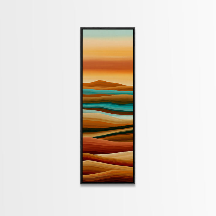 Camel Caravan Crossing Golden Dunes Framed Canvas Print, Desert Art, Digital Prints, Southwestern Decor, Fine Art, Desert, DES-1x3-91