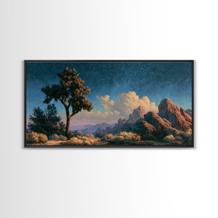Joshua Tree under Star Filled Night Canvas Print, Desert Art, Wall Decor, Southwestern Decor, Desert, Living Room Decor, DES-2x1-2