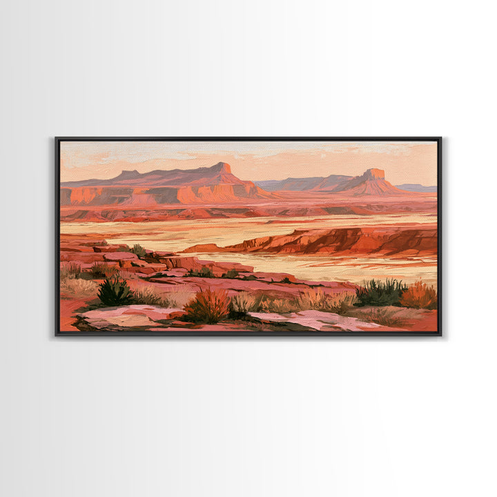 Abstract Mesa Landscape Framed Canvas Print, Desert Art, Original Art, Southwestern Decor, Fine Art, Desert, Landscape Wall Art, DES-2x1-23