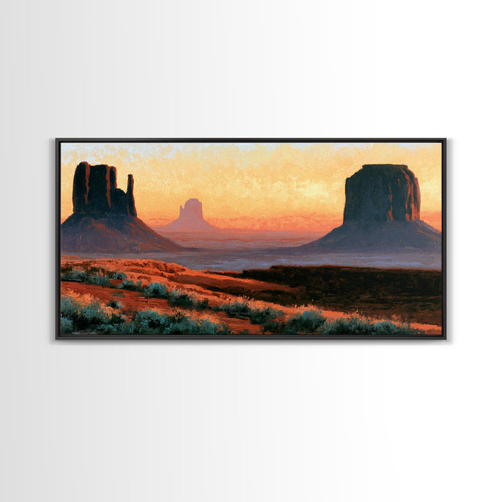 Monument Valley Silhouette Canvas Print, Desert Art, Bedroom Wall Art, Southwestern Decor, Fine Art, Desert, Fine Art Print, DES-2x1-53