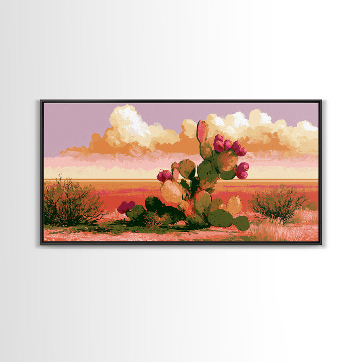 Prickly Pear Cactus Canvas Print, Desert Art, Bedroom Wall Art, Southwestern Decor, Fine Art, Desert, Fine Art Print, DES-2x1-63