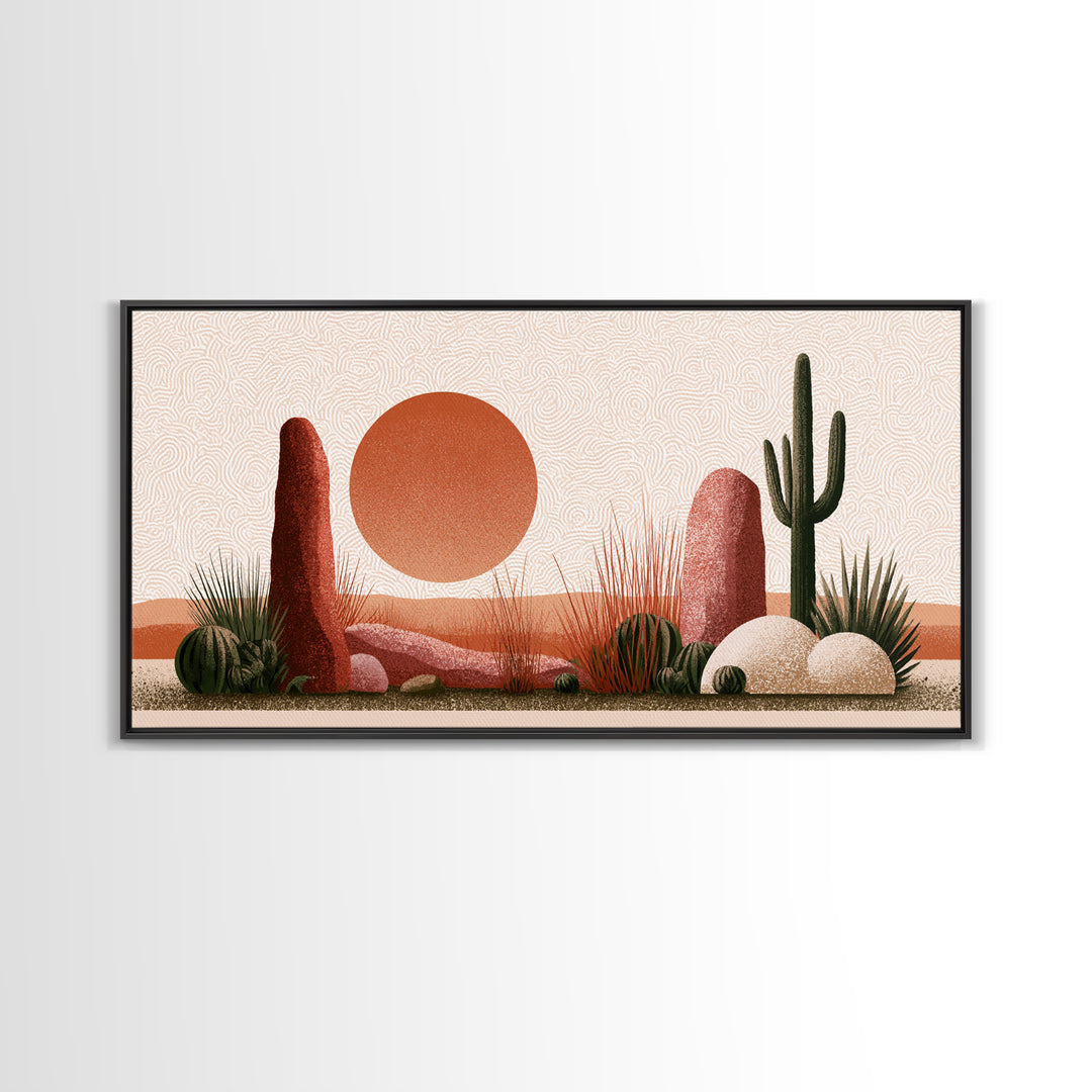 Minimal Beige Sun Canvas Print, Desert Art, Printable Wall Art, Southwestern Decor, Watercolor Art, Desert, Modern Wall Art, DES-2x1-66
