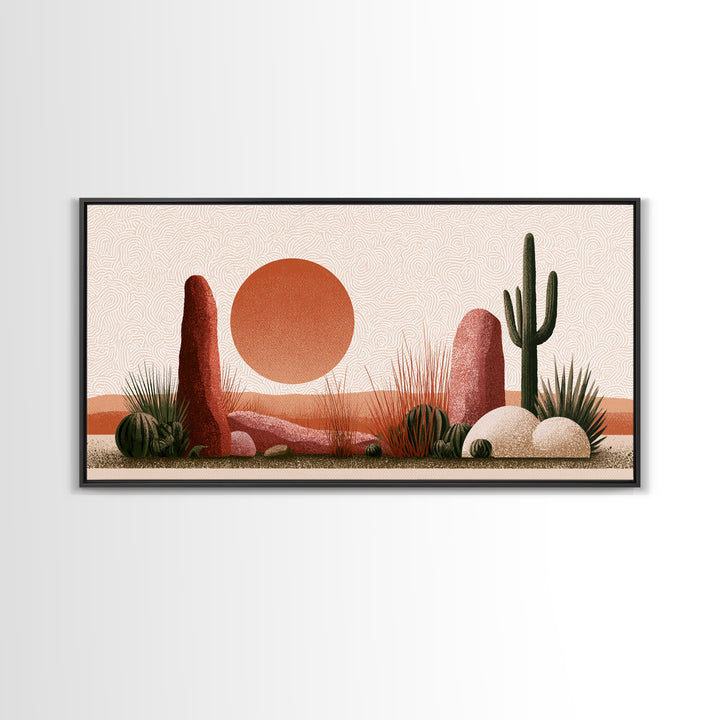 Minimal Beige Sun Canvas Print, Desert Art, Printable Wall Art, Southwestern Decor, Watercolor Art, Desert, Modern Wall Art, DES-2x1-66