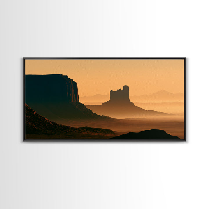 Monument Valley Silhouette Canvas Print, Desert Art, Bedroom Wall Art, Southwestern Decor, Fine Art, Desert, Fine Art Print, DES-2x1-77