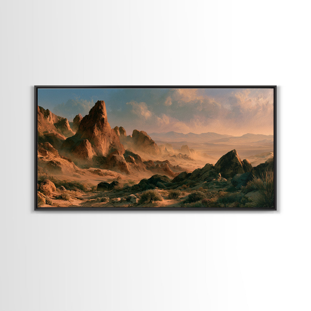 Ancient Desert Petroglyph Design Canvas Print, Desert Art, Landscape Wall Art, Southwestern Decor, Oil Painting, Desert, DES-2x1-89