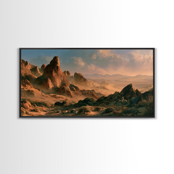 Ancient Desert Petroglyph Design Canvas Print, Desert Art, Landscape Wall Art, Southwestern Decor, Oil Painting, Desert, DES-2x1-89