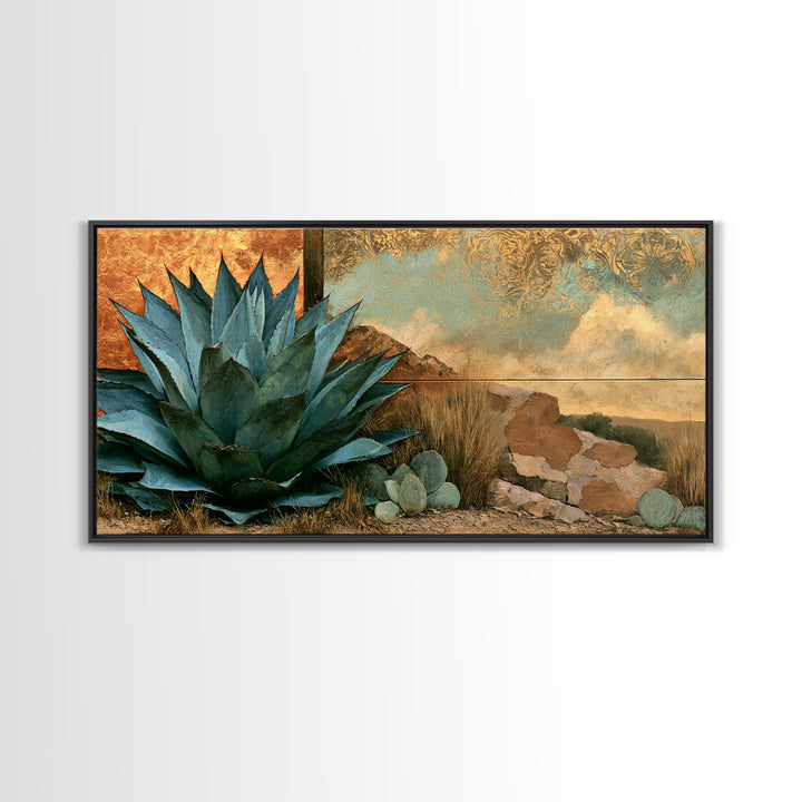 Agave Plant Closeup Framed Canvas Print, Desert Art, Abstract Wall Art, Southwestern Decor, Desert, Digital Download Art, DES-2x1-92