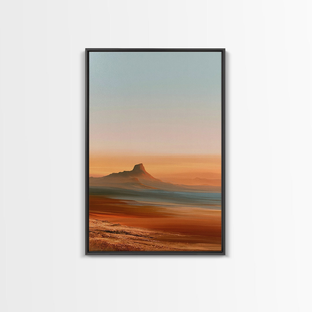 Abstract Heatwave Horizon Framed Canvas Print, Desert Art, Living Room Decor, Southwestern Decor, Desert, Botanical Art, DES-2x3-21