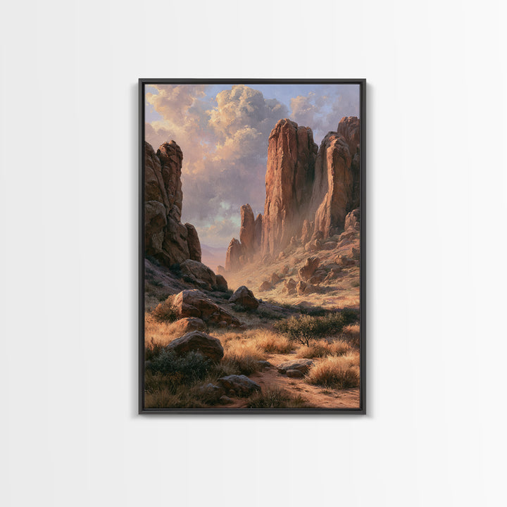 Sandstone Canyon with Dramatic Light Beam Framed Canvas Print, Desert Art, Contemporary Art, Southwestern Decor, Desert, DES-2x3-24