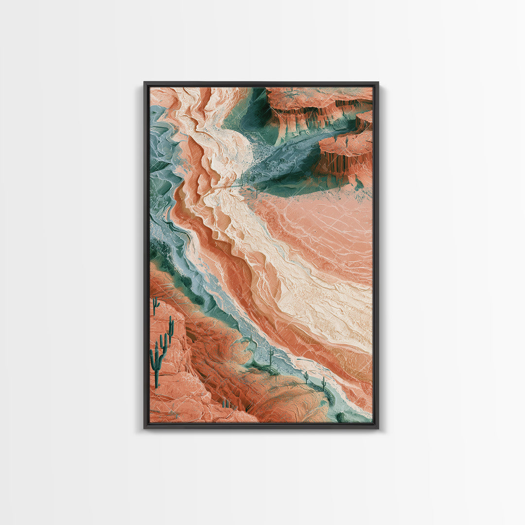 Wind Carved Dune Patterns from Above Framed Canvas Print, Desert Art, Original Painting, Southwestern Decor, Fine Art, Desert, DES-2x3-4