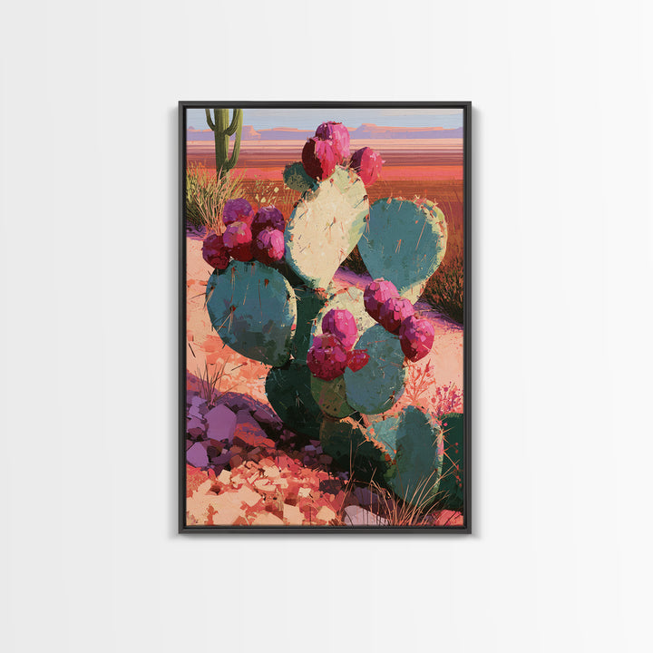 Prickly Pear Cactus Framed Canvas Print, Desert Art, Modern Wall Art, Southwestern Decor, Fine Art, Desert, Gallery Decor, DES-2x3-51