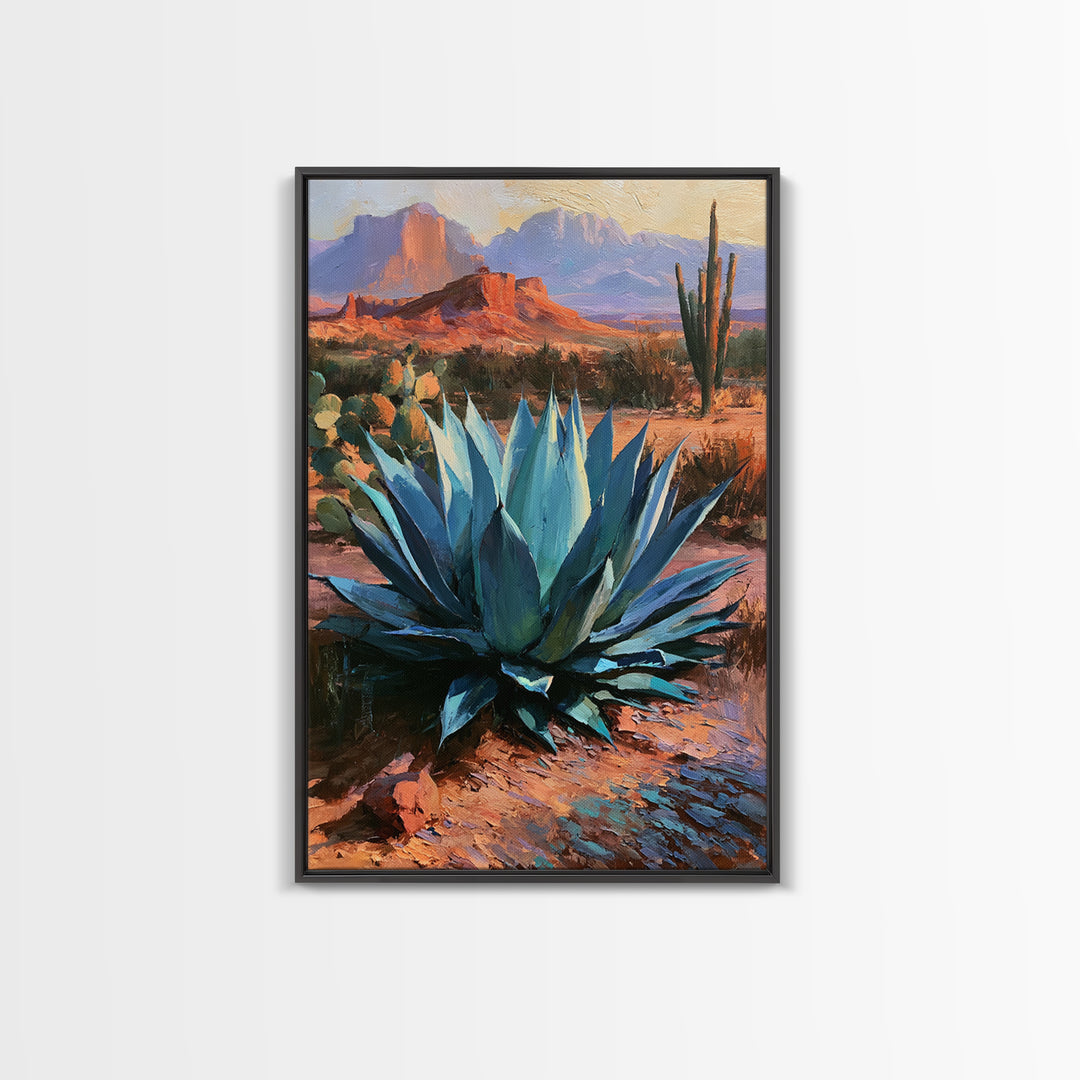 Agave Plant Closeup Framed Canvas Print, Desert Art, Wall Art Prints, Southwestern Decor, Fine Art, Desert, Boho Decor, DES-2x3-56