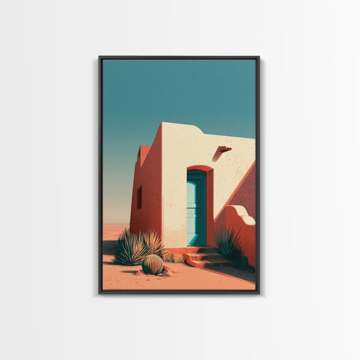 Adobe Doorway with Turquoise Shadow Canvas Print, Desert Art, Landscape Wall Art, Southwestern Decor, Fine Art, Desert, DES-2x3-61