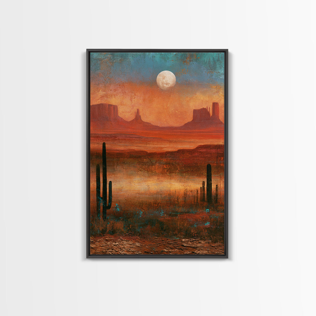 Desert Moon over Rolling Sand Canvas Print, Desert Art, Apartment Decor, Southwestern Decor, Fine Art, Desert, Landscape Art, DES-2x3-66