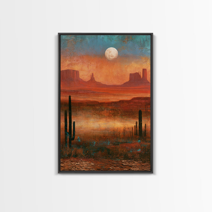 Desert Moon over Rolling Sand Canvas Print, Desert Art, Apartment Decor, Southwestern Decor, Fine Art, Desert, Landscape Art, DES-2x3-66