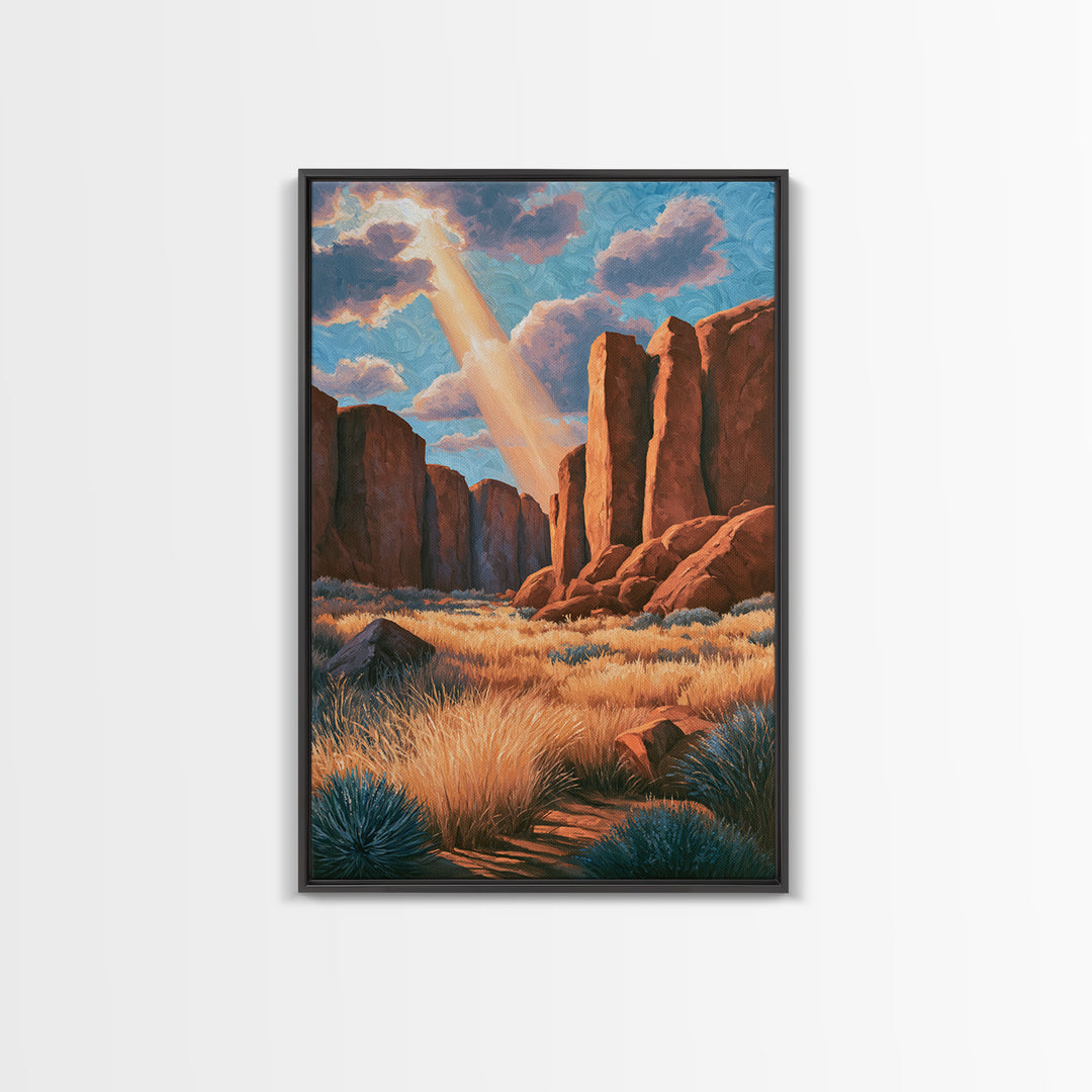 Sandstone Canyon with Dramatic Light Beam Canvas Print, Desert Art, Boho Wall Art, Southwestern Decor, Fine Art, Desert, DES-2x3-72