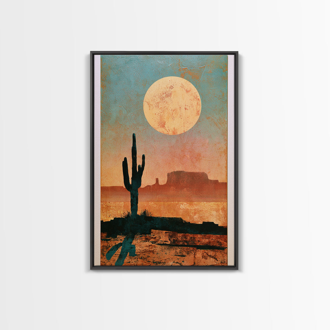Minimal Beige Sun Framed Canvas Print, Desert Art, Abstract Wall Art, Southwestern Decor, Desert, Digital Download Art, DES-2x3-78