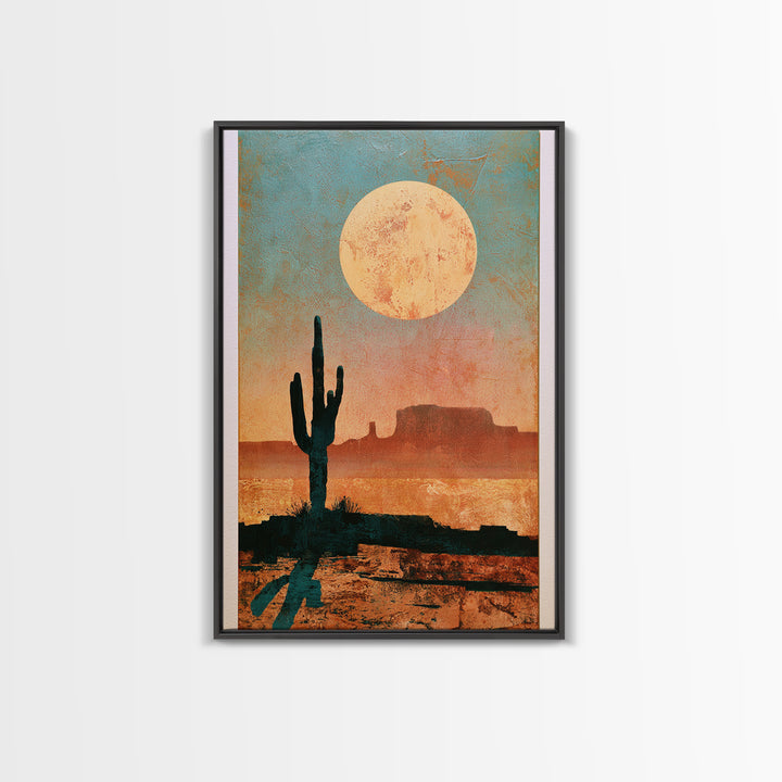Minimal Beige Sun Framed Canvas Print, Desert Art, Abstract Wall Art, Southwestern Decor, Desert, Digital Download Art, DES-2x3-78