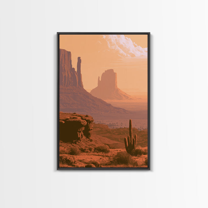 Monument Valley Silhouette Framed Canvas Print, Desert Art, Gallery Decor, Southwestern Decor, Fine Art, Desert, Home Decor, DES-2x3-89