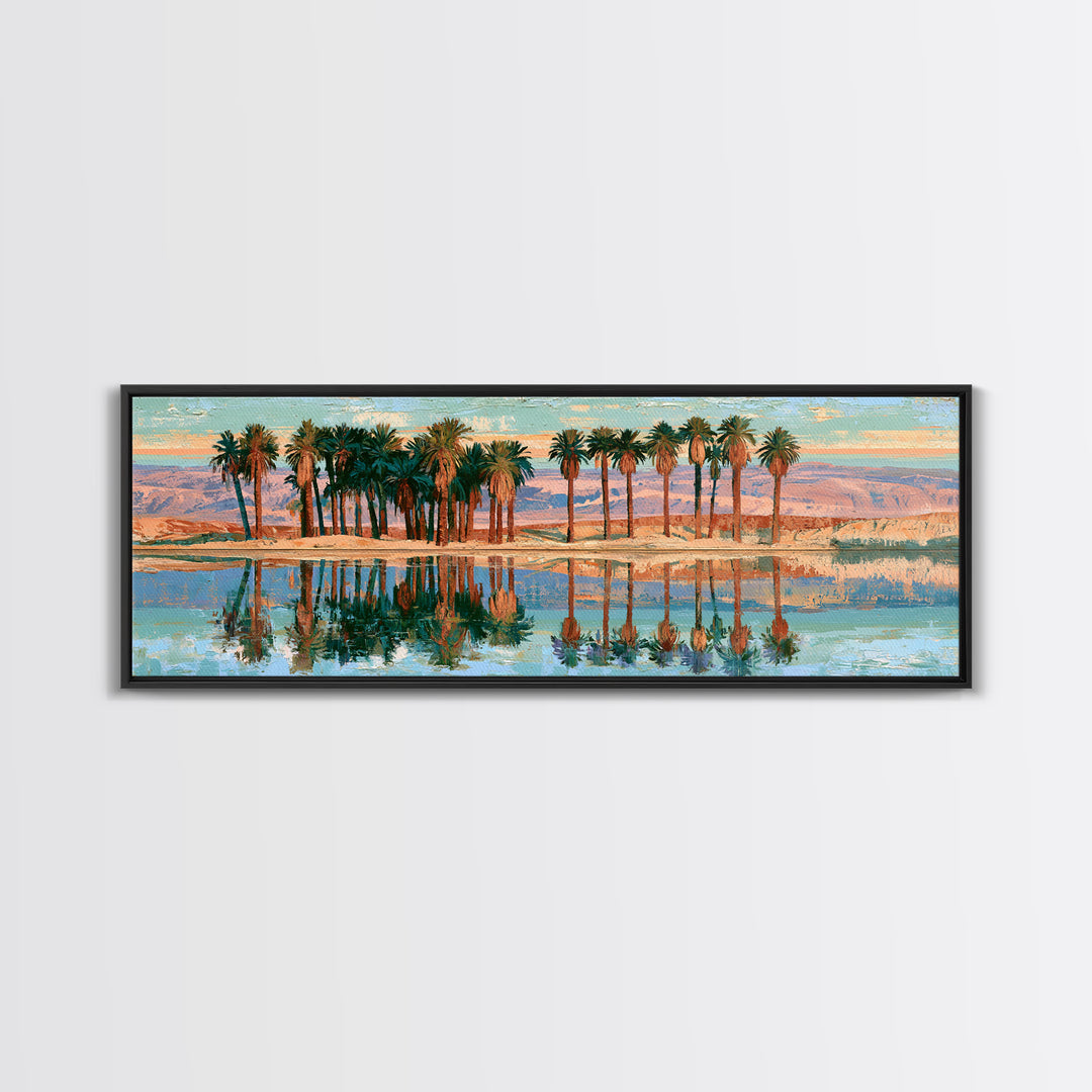 Palm Oasis Reflected Canvas Print, Desert Art, Home Decor, Southwestern Decor, Desert, Printable Art, Living Room Decor, DES-3x1-31