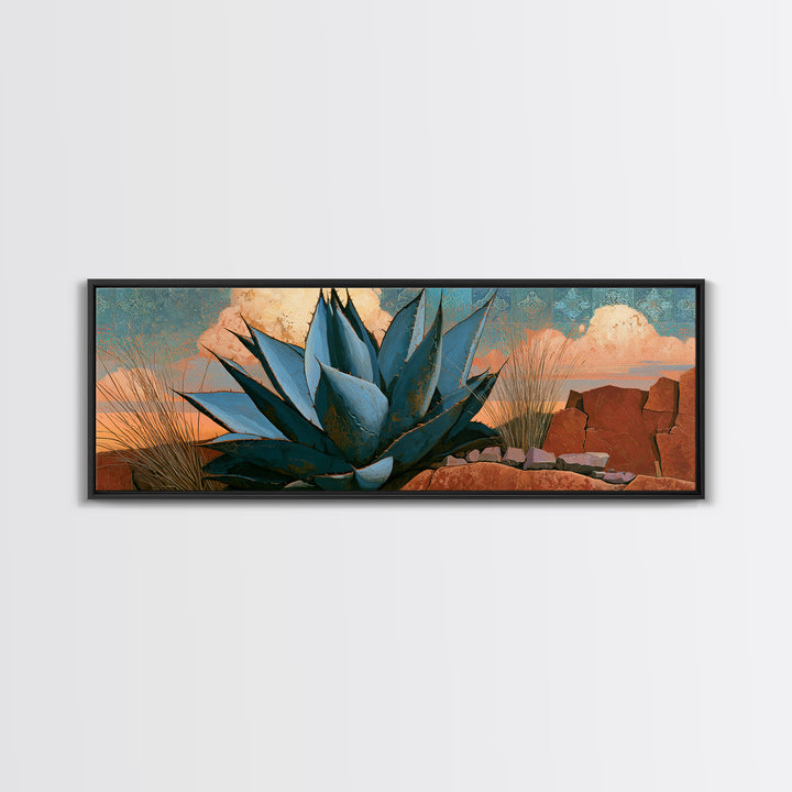 Agave Plant Closeup Canvas Print, Desert Art, Modern Decor, Southwestern Decor, Oil Painting, Desert, Room Decor, DES-3x1-40