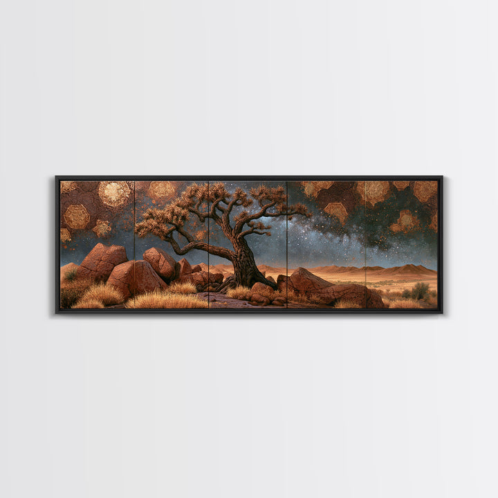 Joshua Tree under Star Filled Night Canvas Print, Desert Art, Landscape Art, Southwestern Decor, Watercolor Art, Desert, DES-3x1-46