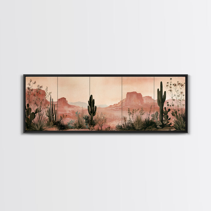 Cactus Botanical Plate Canvas Print, Desert Art, Minimalist Decor, Southwestern Decor, Fine Art, Desert, Boho, Original Art, DES-3x1-48