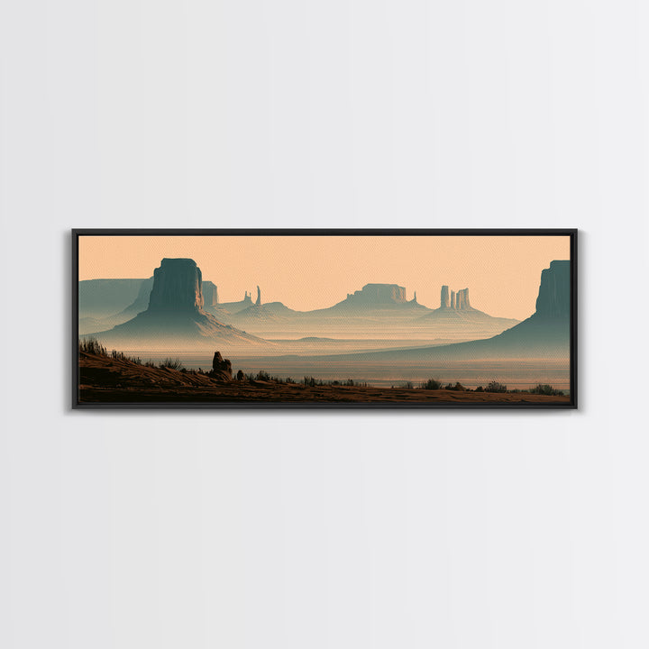 Monument Valley Silhouette Canvas Print, Desert Art, Modern Decor, Southwestern Decor, Desert, Room Decor, Digital Prints, DES-3x1-49
