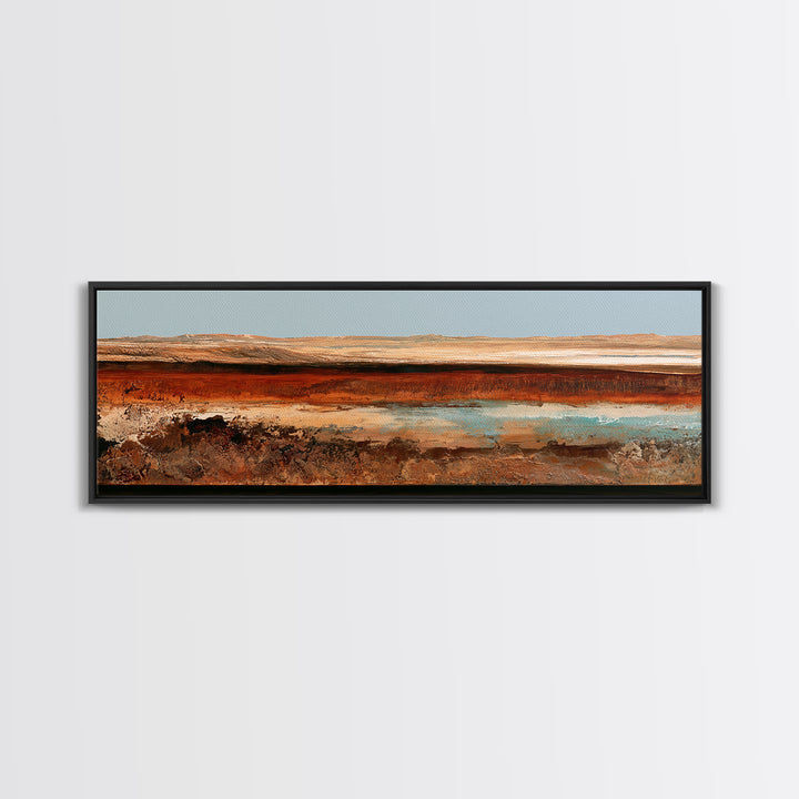 Abstract Heatwave Horizon Framed Canvas Print, Desert Art, Fine Art Print, Southwestern Decor, Oil Painting, Desert, DES-3x1-53