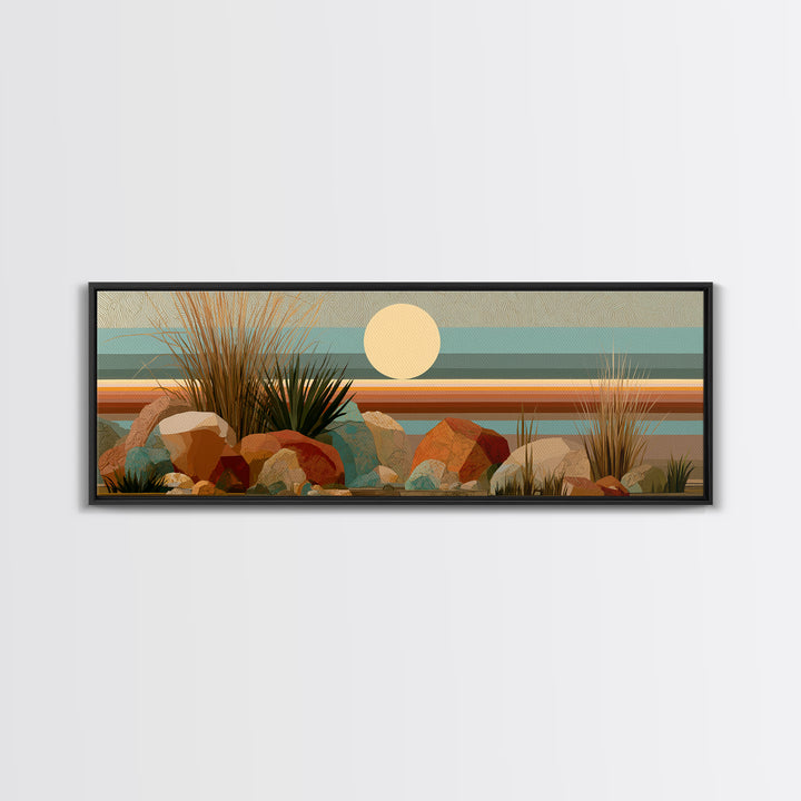 Minimal Beige Sun Canvas Print, Desert Art, Minimalist Decor, Southwestern Decor, Fine Art, Desert, Boho, Original Art, DES-3x1-62