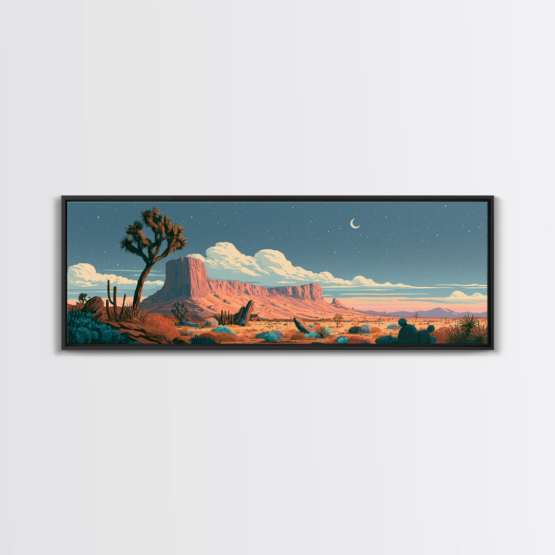 Joshua Tree under Star Filled Night Canvas Print, Desert Art, Printable Wall Art, Southwestern Decor, Fine Art, Desert, DES-3x1-70