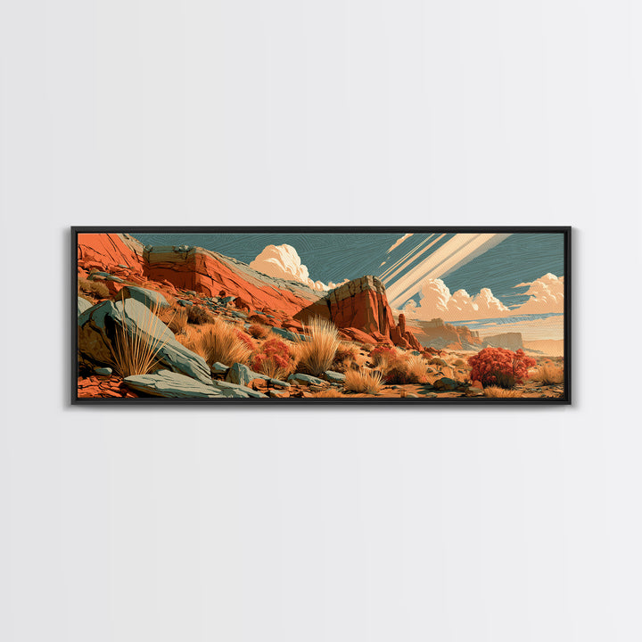 Sandstone Canyon with Dramatic Light Beam Canvas Print, Desert Art, Printable Wall Art, Southwestern Decor, Fine Art, Desert, DES-3x1-80