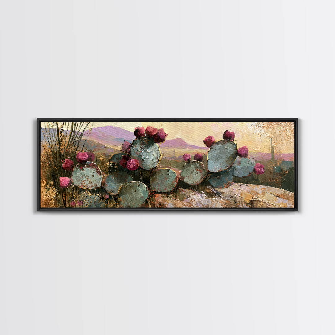 Prickly Pear Cactus Canvas Print, Desert Art, Printable Art, Southwestern Decor, Fine Art, Desert, Colorful Wall Art, DES-3x1-83