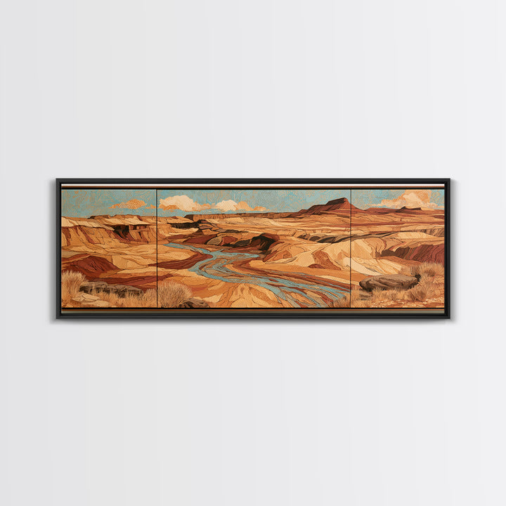 Wind Carved Dune Patterns from Above Framed Canvas Print, Desert Art, Wall Art Prints, Southwestern Decor, Fine Art, Desert, DES-3x1-84