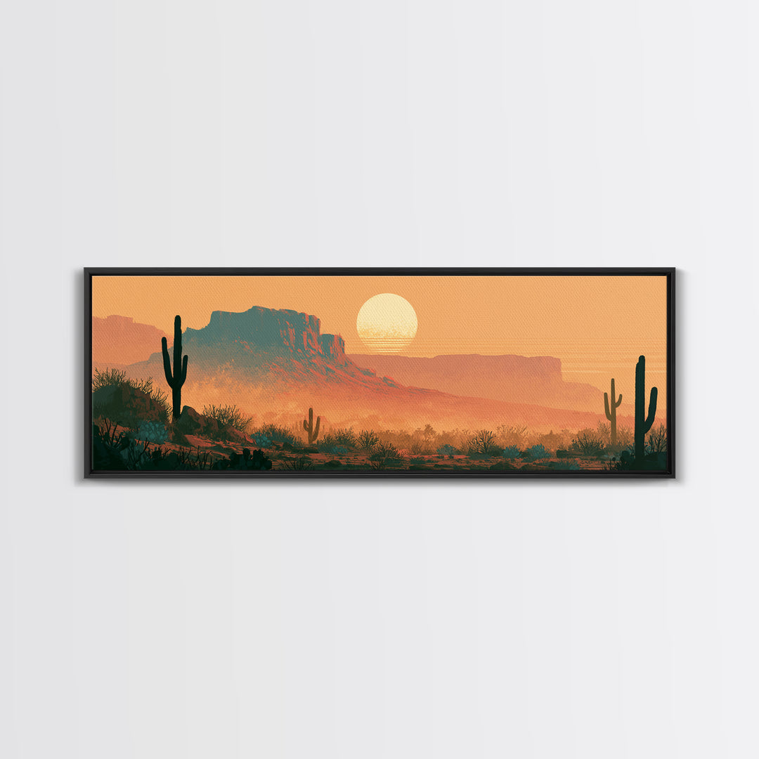 Minimal Beige Sun Canvas Print, Desert Art, Bedroom Wall Art, Southwestern Decor, Watercolor Art, Desert, Fine Art Print, DES-3x1-86