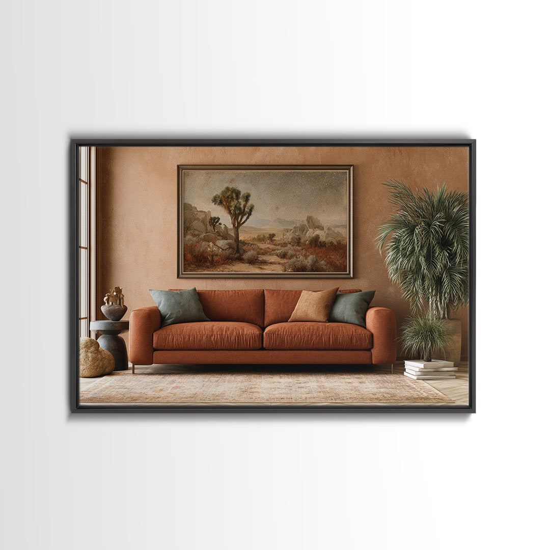 Joshua Tree under Star Filled Night Canvas Print, Desert Art, Living Room Art, Southwestern Decor, Fine Art, Desert, DES-3x2-34