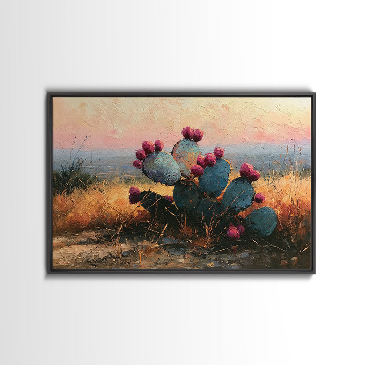 Prickly Pear Cactus Framed Canvas Print, Desert Art, Modern Wall Art, Southwestern Decor, Fine Art, Desert, Gallery Decor, DES-3x2-47